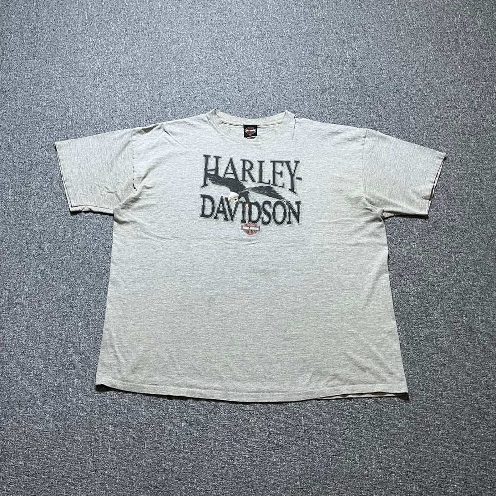 Vintage Harley Davidson T Shirt 3X Gray Daytona Beach Eagle Distressed